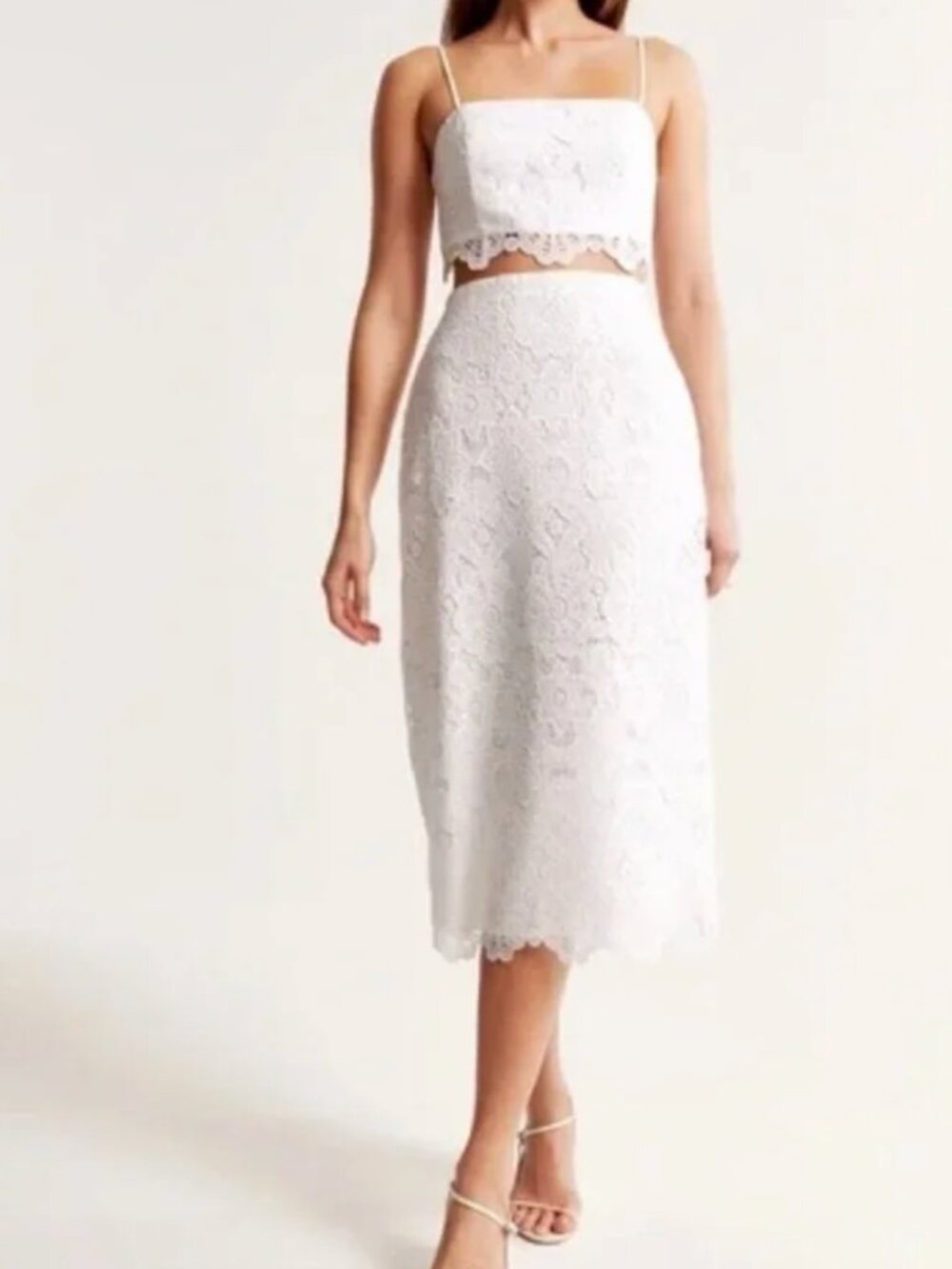 Abercrombie & Fitch White Lace Mini Skirt & Camisole Set Size Medium